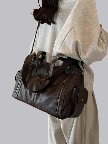 Borsa a Tracolla Donna in Pelle con Zip Dettagli