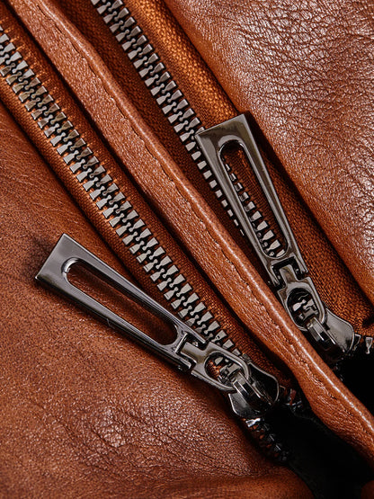 Borsa a Tracolla Donna in Pelle con Zip Dettagli