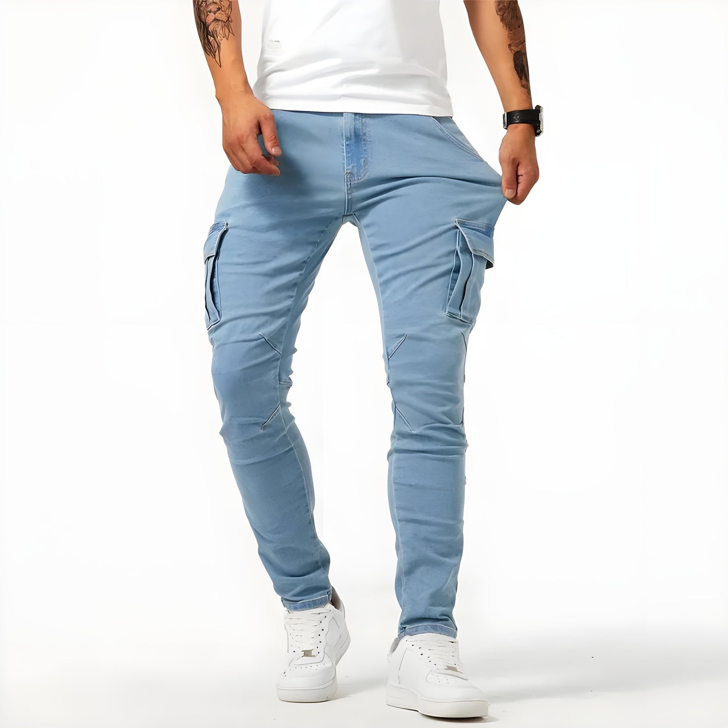 Pantaloni Cargo Uomo in Tessuto Elasticizzato Comodi
