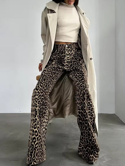 Jeans Donna Taglio Dritto Tessuto con Motivo Strutturato