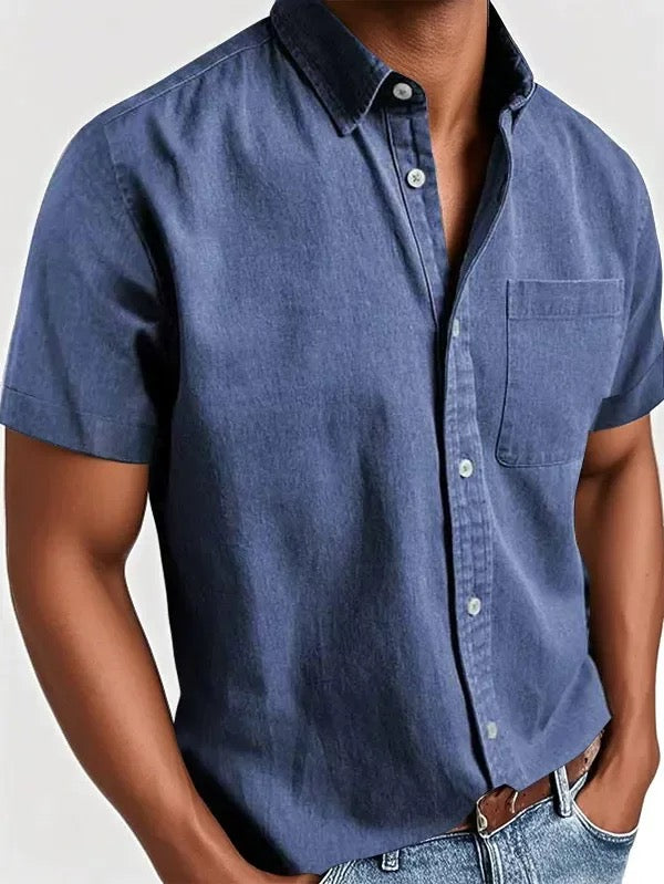 Camicia Uomo Casual Manica Corta Con Bottoni e Taschino - Brentozzi