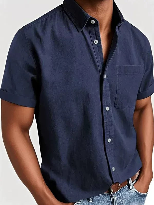 Camicia Uomo Manica Corta con Taschino Sul Petto