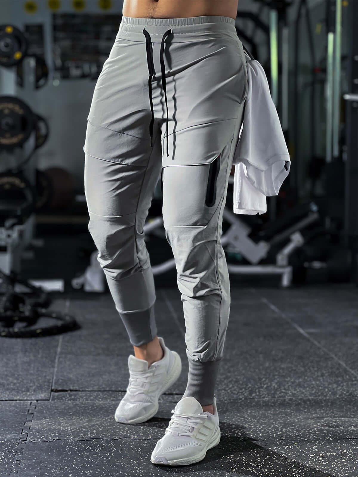 Pantaloni Cargo Uomo in Tessuto Idrorepellente con Polsini Alti