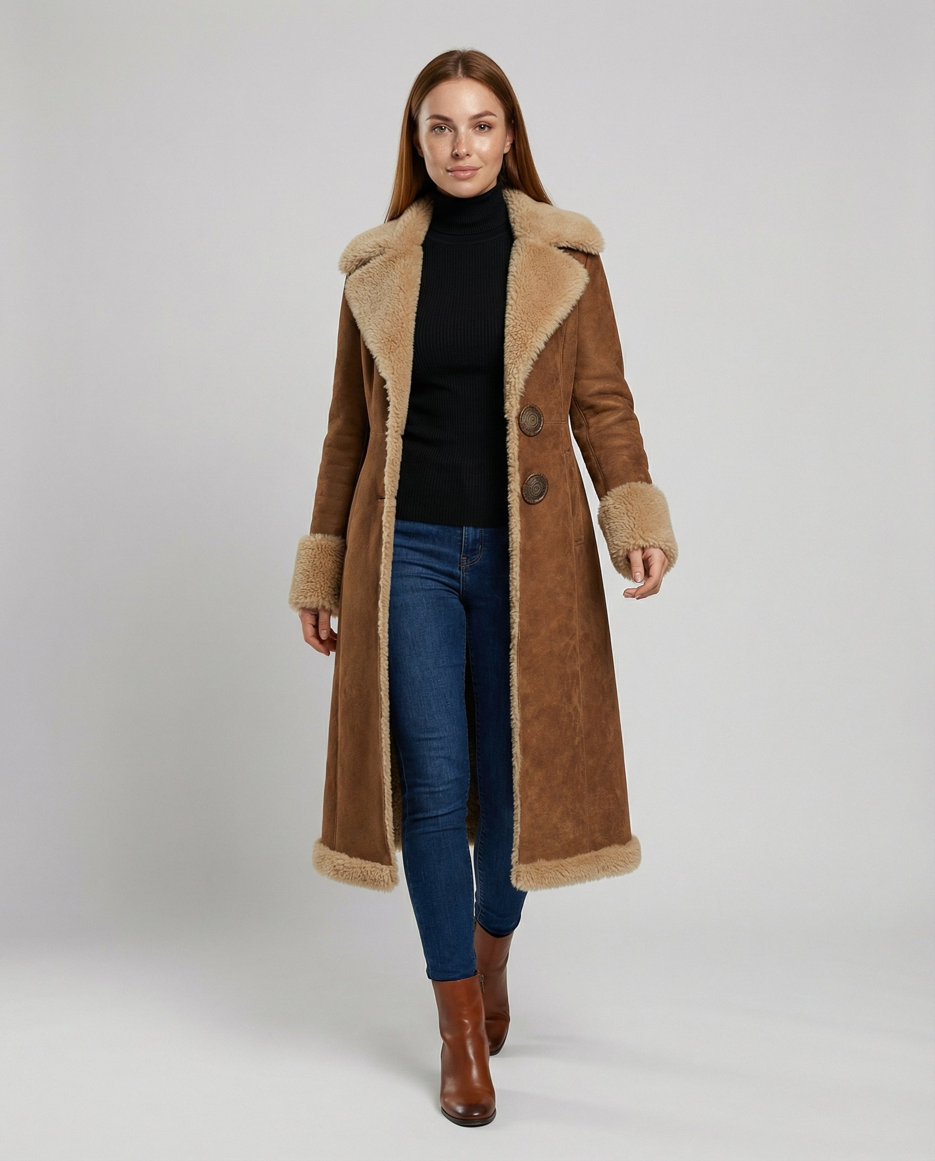 Trenchcoat Donna in Pelle Scamosciata Elegante - Brentozzi