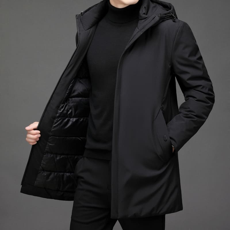 Parka Uomo Lungo con Tasche Multiple Caldo e Moderno