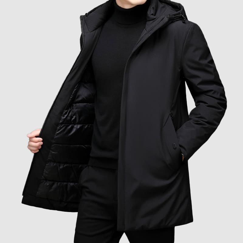 Parka Uomo Lungo con Tasche Multiple Caldo e Moderno