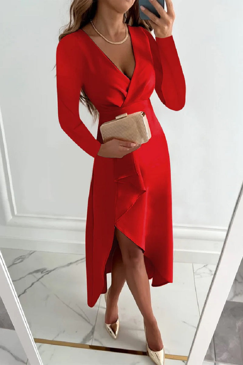 Abito Plissettato Donna Monocromatico Elegante