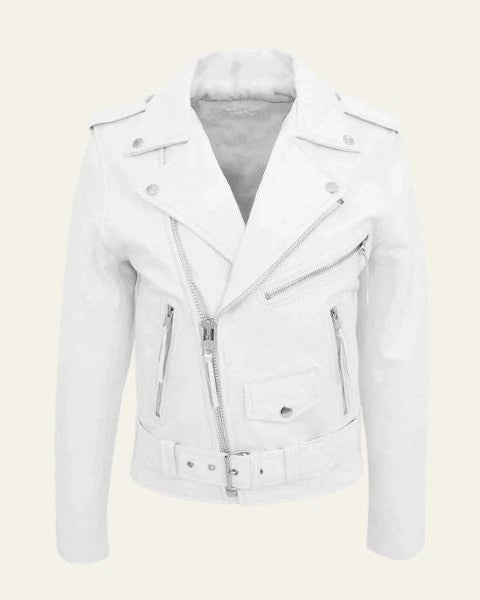 Giacca Uomo in Similpelle Moto Biker con Cintura - Vesarelli