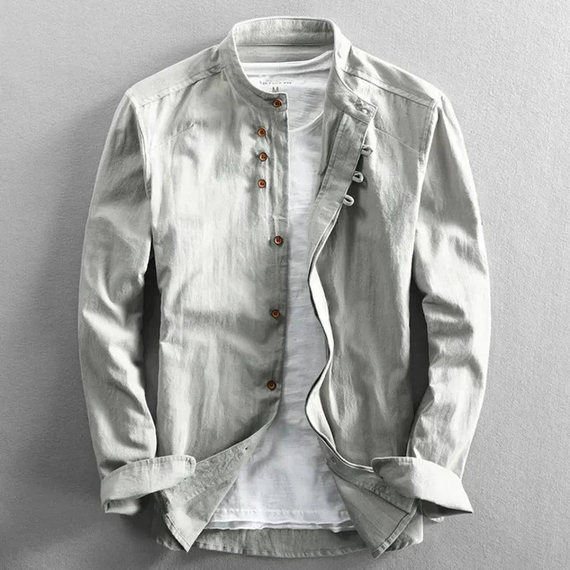 Camicia Uomo Manica Lunga Stile Giapponese