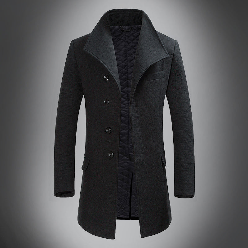Cappotto Uomo Lana Slim Fit Chiusura Singola Colletto Rever
