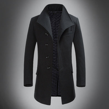 Cappotto Uomo Lana Slim Fit Chiusura Singola Colletto Rever