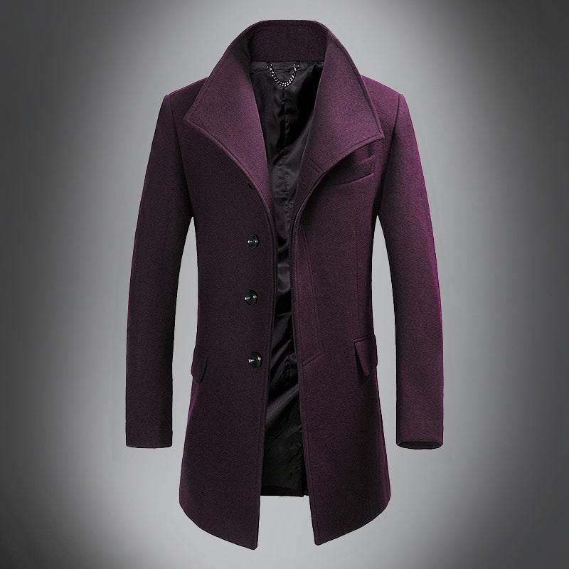Cappotto Uomo Lana Slim Fit Chiusura Singola Colletto Rever