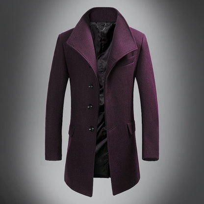 Cappotto Uomo Lana Slim Fit Chiusura Singola Colletto Rever