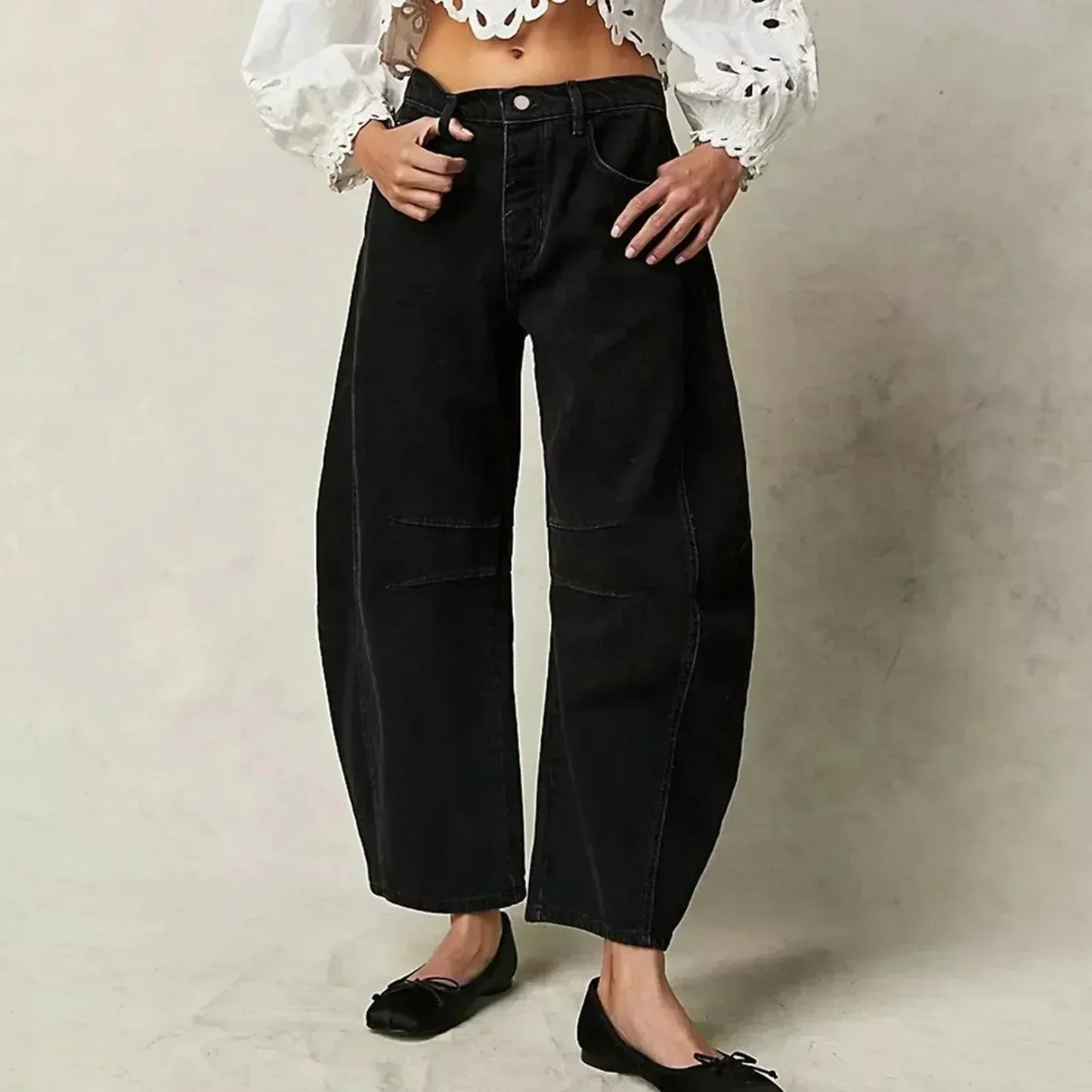 Jeans Donna Vita Alta Vestibilità Larga