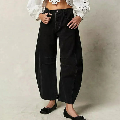 Jeans Donna Vita Alta Vestibilità Larga