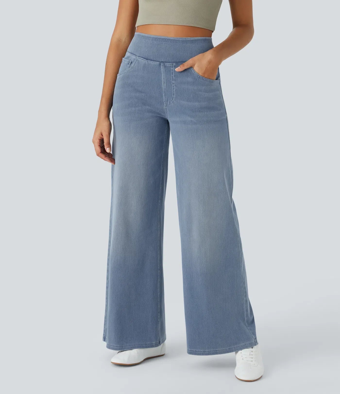Jenny | Donna Jeans Gamba Larga Vita Alta Pull-On Elasticizzati 2