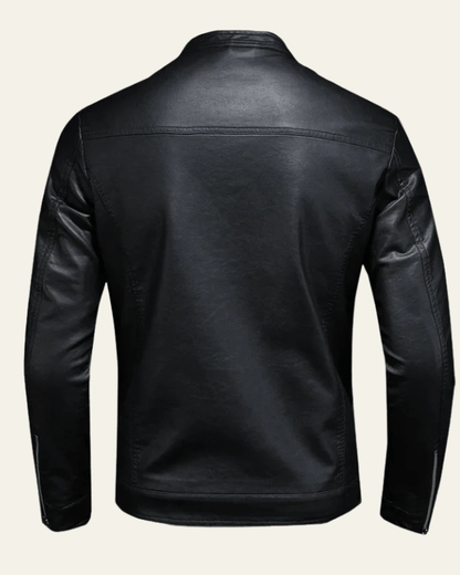 Jensen | Giacca In Pelle Casual Uomo Nera Collo Coreana 2