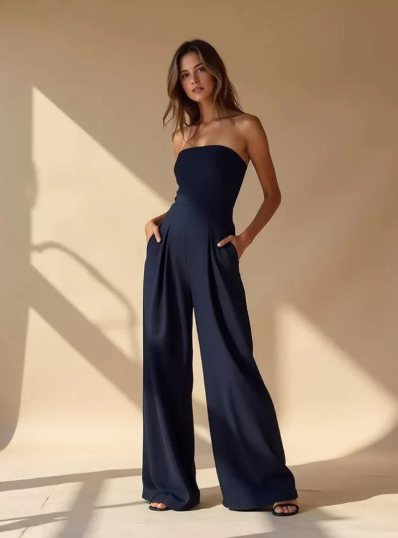 Tuta Donna Senza Spalline Gamba Larga Stile Casual - Brentozzi