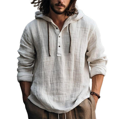 Camicia con Cappuccio Uomo Lino Morbida Vestibilità Ampia - Brentozzi