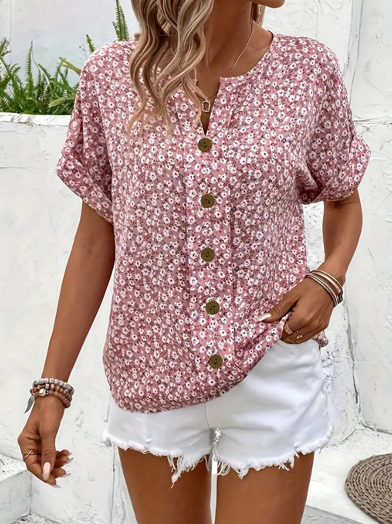 Katia | Donna Top Estivo Maniche Corte Con Bottoni