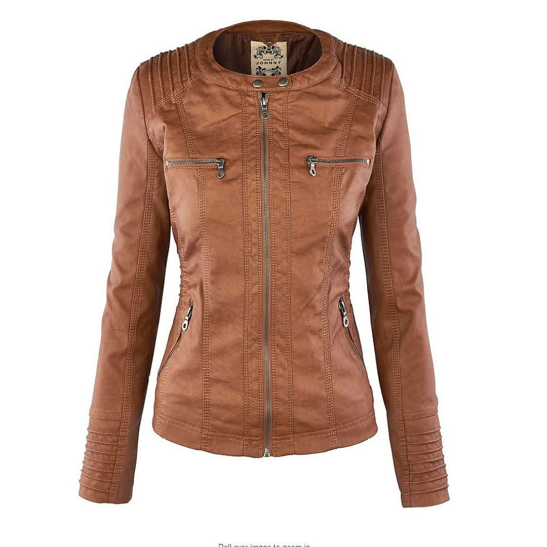 Giacca Donna in Pelle Vera con Cappuccio Rimovibile Antivento