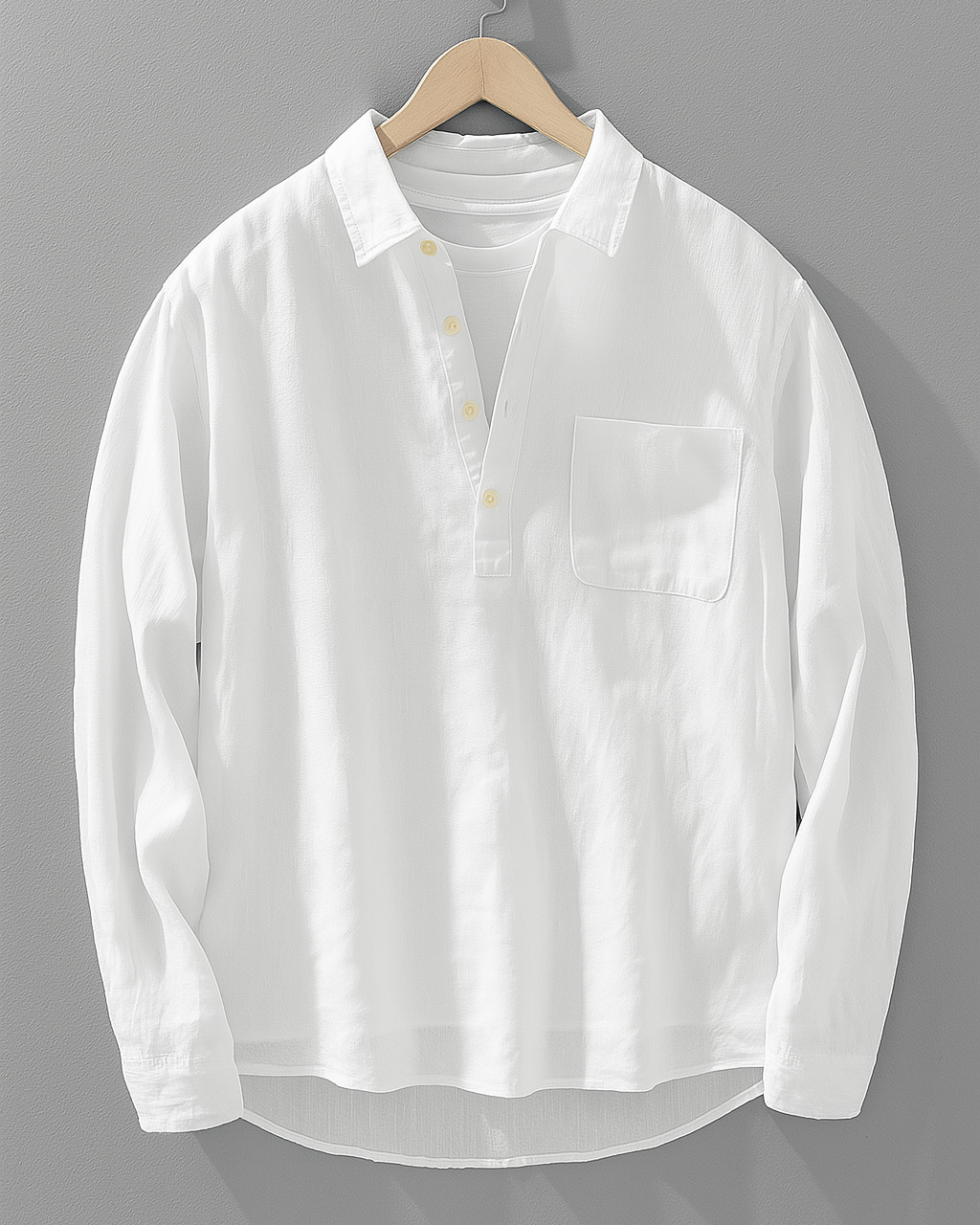 Camicia Uomo Cotone Lino Vestibilità Regular