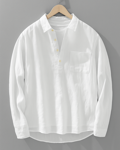 Camicia Uomo Cotone Lino Vestibilità Regular