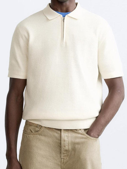 Polo Uomo Maglia Lavorata con Zip Slim Fit