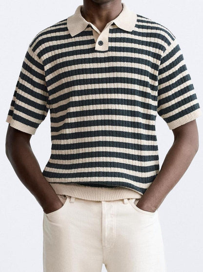 Polo Uomo Maglia a Righe Classica
