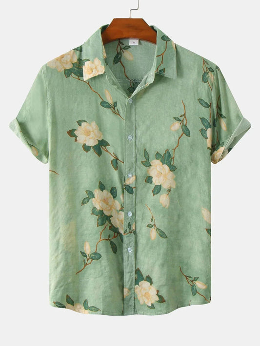 Camicia Uomo Manica Corta Colletto Classico Fantasia con Bottoni - Brentozzi
