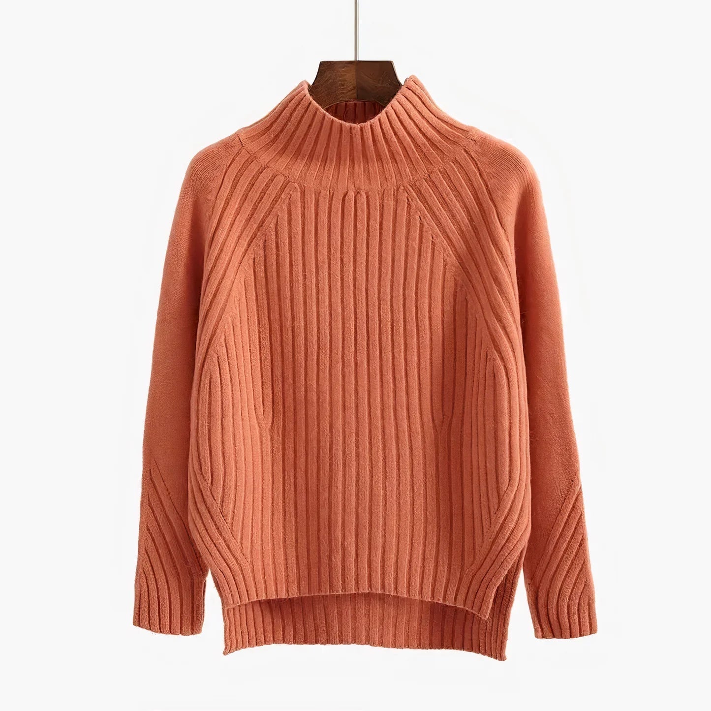 Maglione Donna Lungo in Maglia Collo Alto Caldo