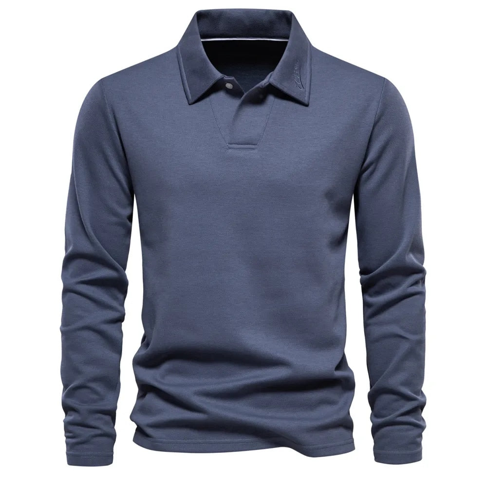 Polo Uomo Manica Lunga Colletto Risvoltato Cotone - Brentozzi
