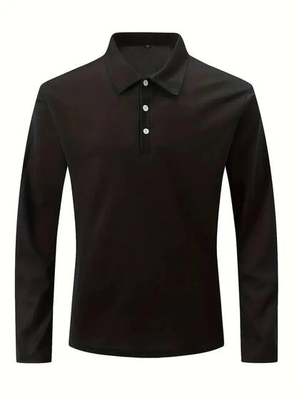 Langarm-Polohemd – Atmungsaktiv – Halbgeknöpft – Polohemd – Herrenhemden-Chaps Herrenmode