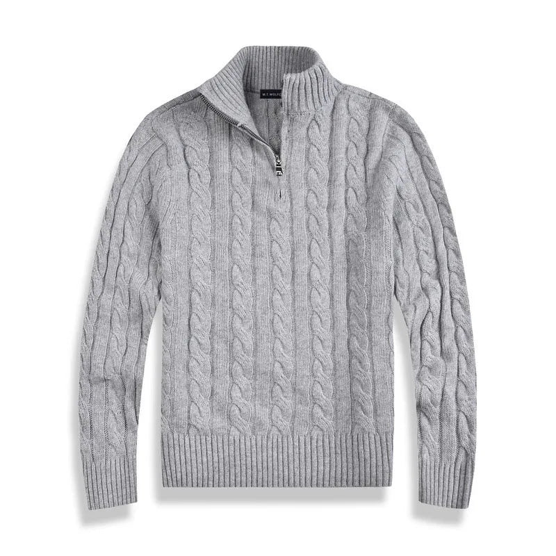 Maglione Uomo Collo Alto con Apertura Parziale