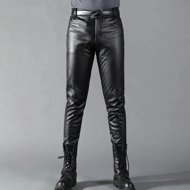 Pantaloni Uomo in Pelle Sintetica Stretch Slim Fit - Brentozzi