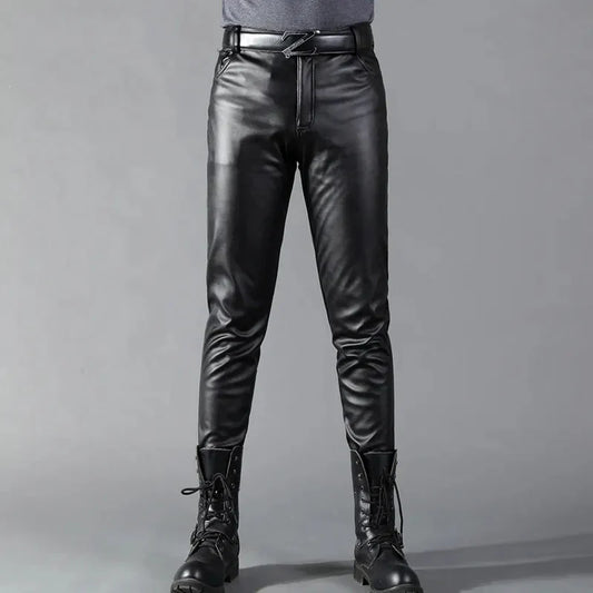 Pantaloni Uomo in Pelle Sintetica Stretch Slim Fit - Brentozzi