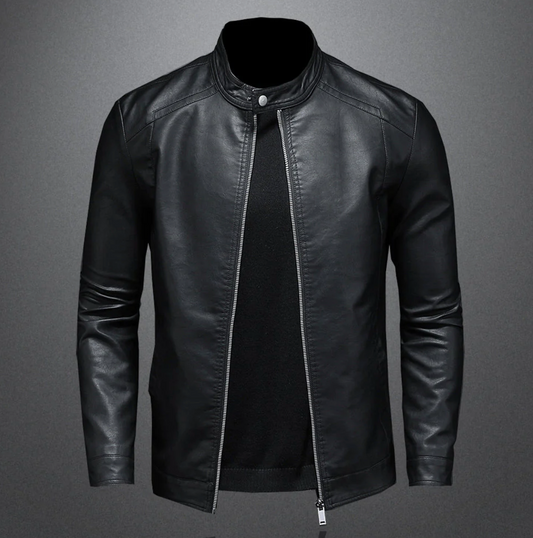 Giacca Uomo in Pelle Slim Fit con Zip Stile Biker - Brentozzi