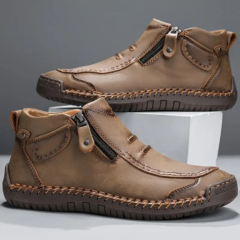 Scarpe Uomo in Pelle Ortopediche con Chiusura Zip
