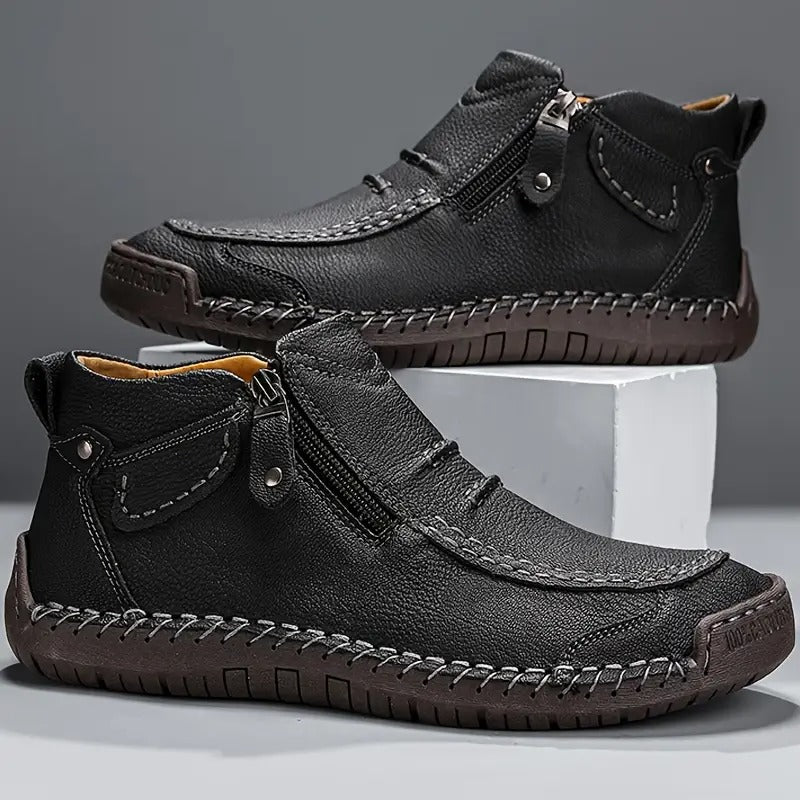 Scarpe Uomo in Pelle Ortopediche con Chiusura Zip