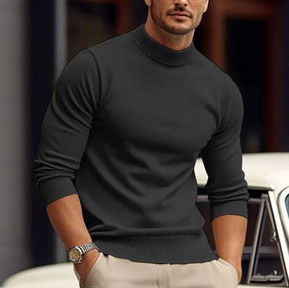 Maglione Uomo Dolcevita Manica Lunga Vestibilità Slim