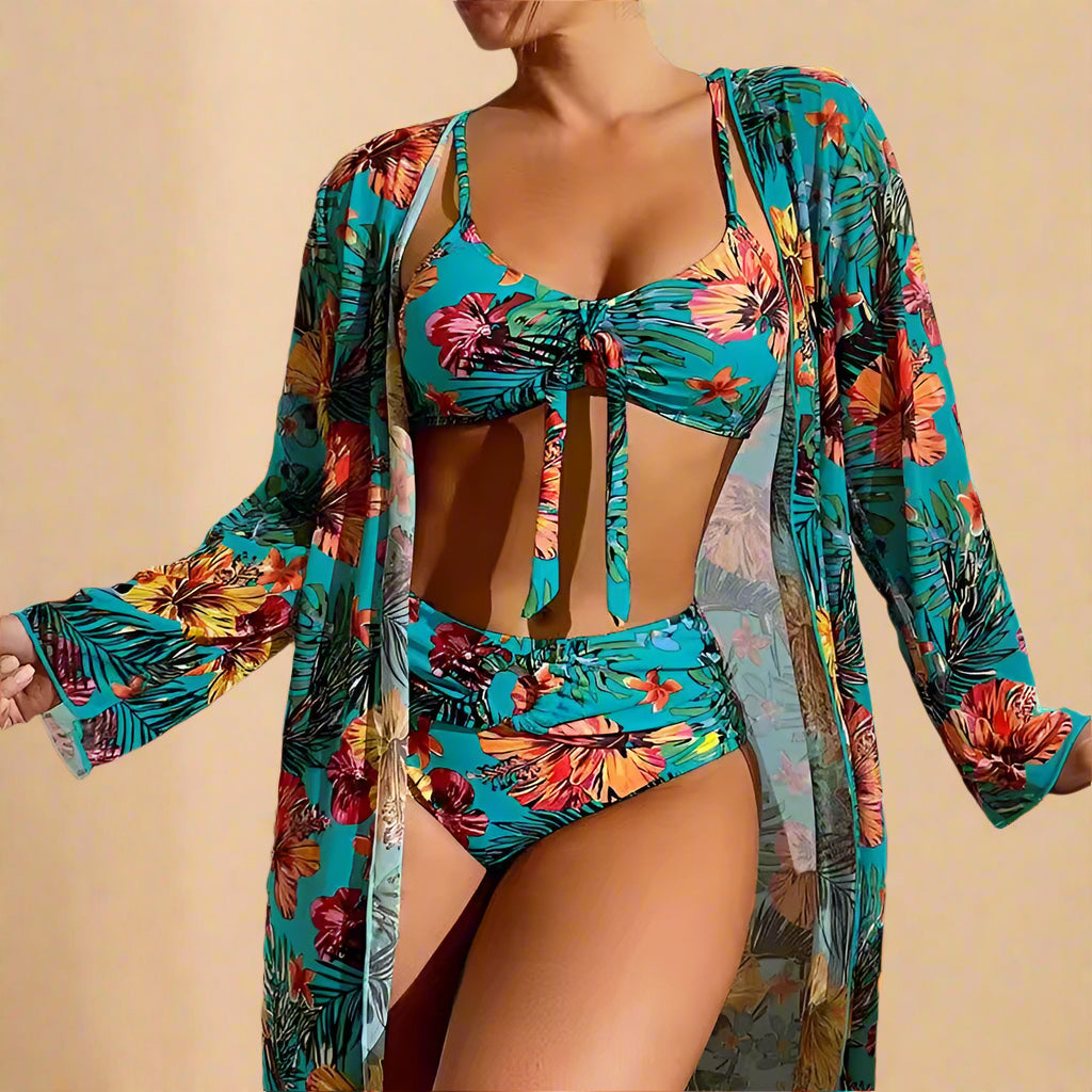 Costume da Bagno Donna con Copricostume Floreale Leggero - Vesarelli