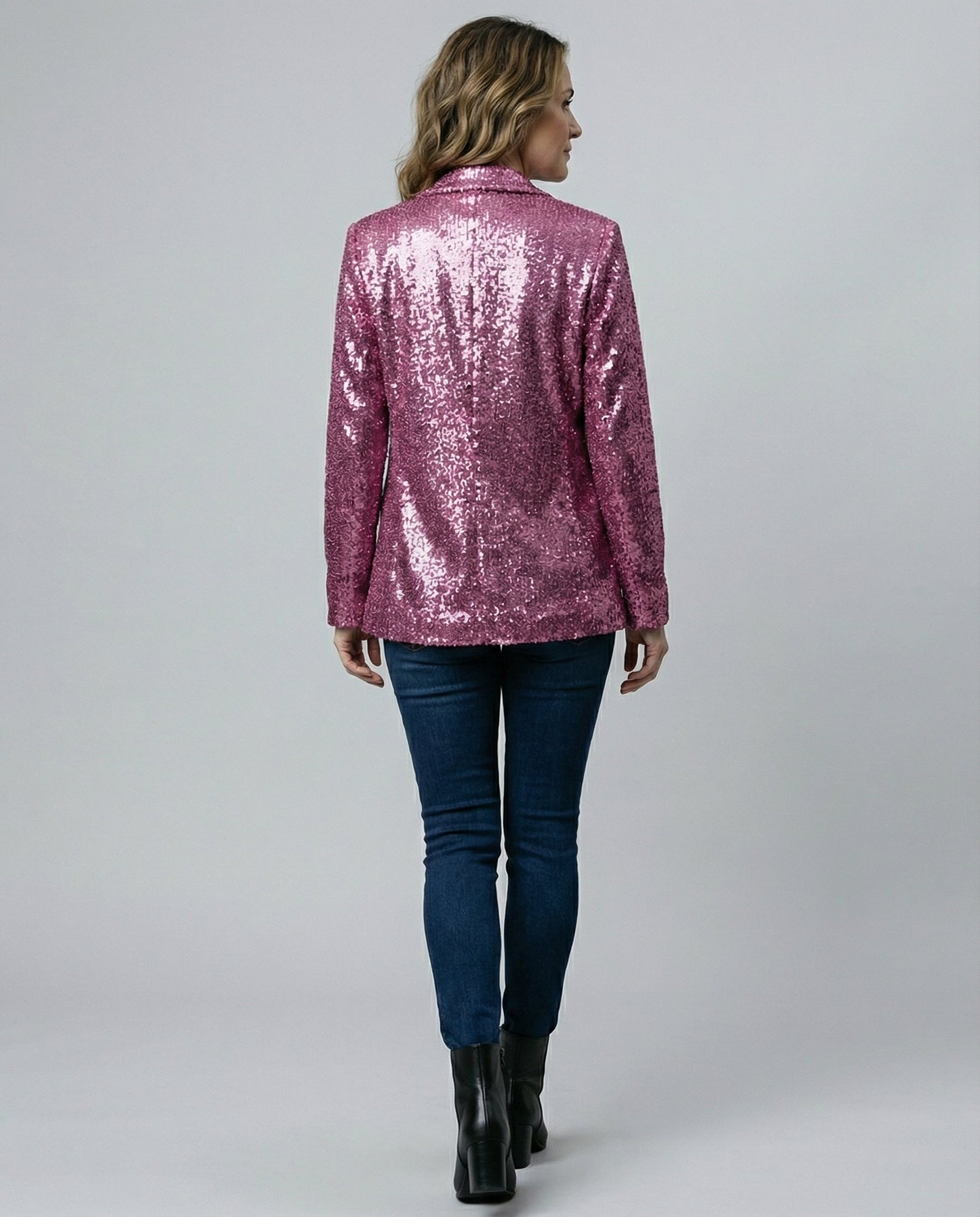 Blazer Donna Paillettes Elegante Slim Fit