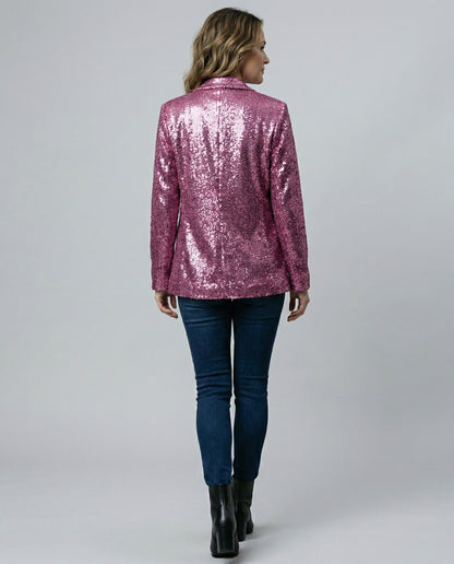 Blazer Donna Paillettes Elegante Slim Fit