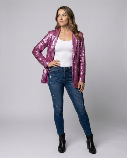 Blazer Donna Paillettes Elegante Slim Fit