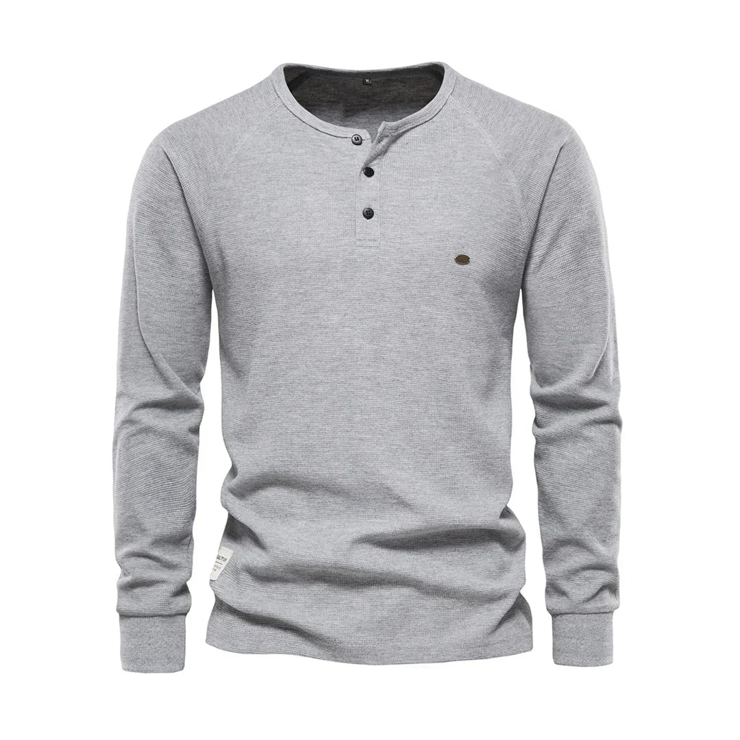 Camicia Uomo Manica Lunga Collo Tondo con Bottoni Comoda
