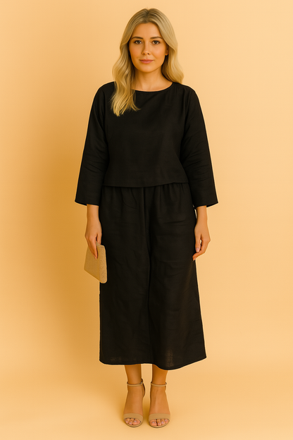Completo Donna in Lino Camicetta e Pantaloni Leggeri - Vesarelli