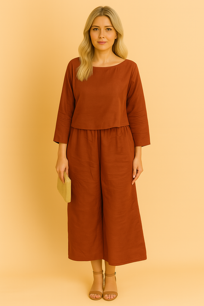 Lily | Completo in lino arioso: camicetta e pantaloni 1