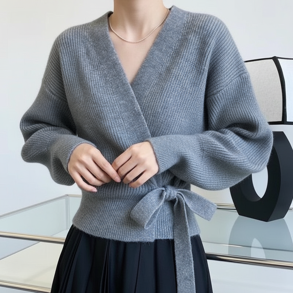 Cardigan Donna Maglia Wrap con Laccio Avvolgente - Vesarelli