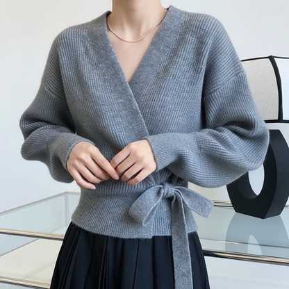 Cardigan Donna Maglia Wrap con Laccio Avvolgente - Vesarelli