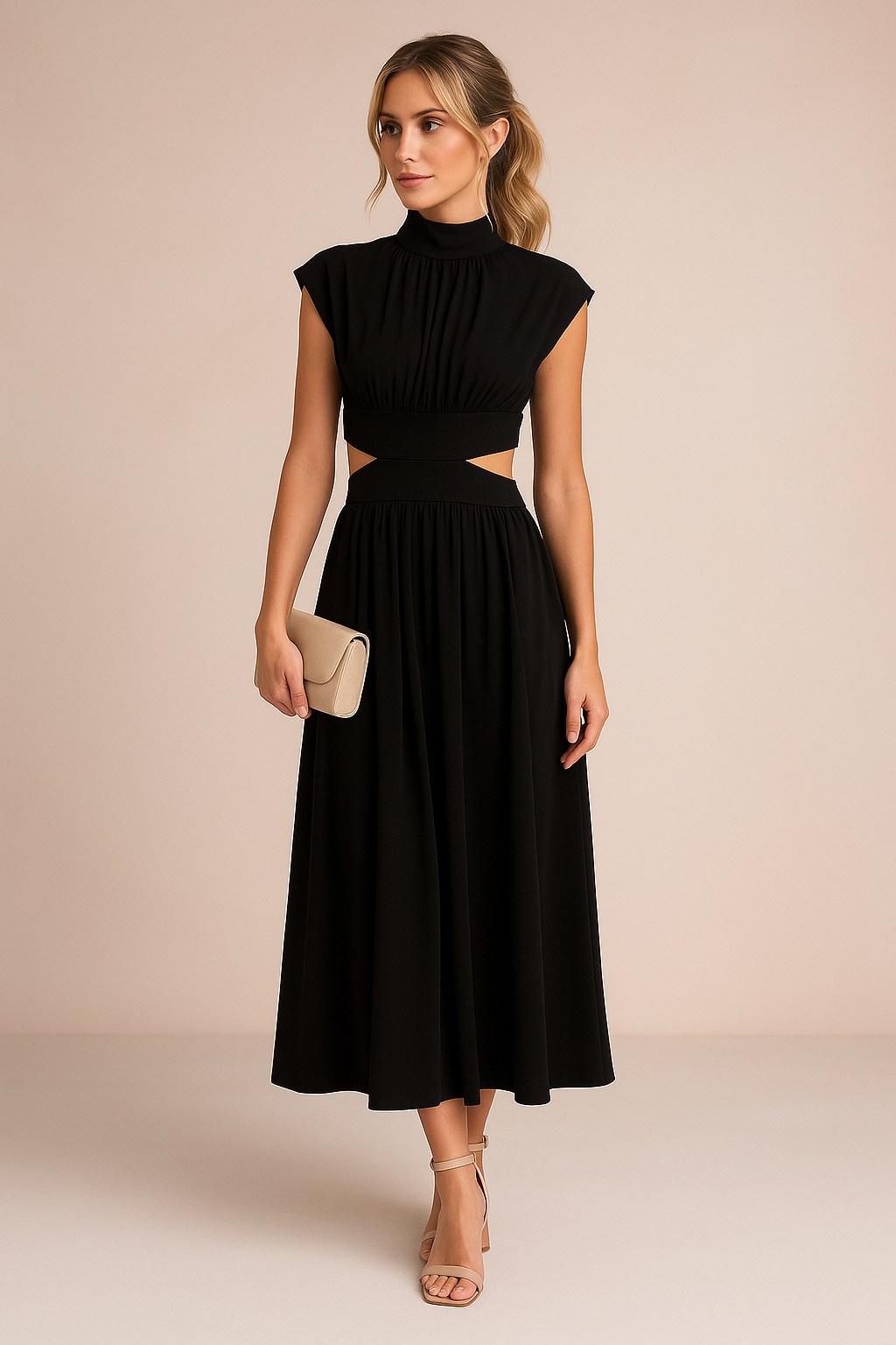 Abito Lungo Donna con Ritagli Stile Elegante - Vesarelli